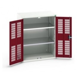 Armoire Verso hauteur 900 mm avec 2 portes ventilées portes rouge