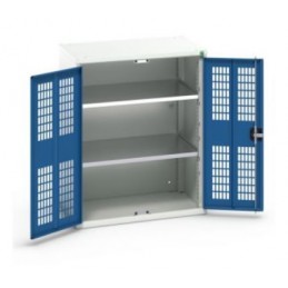 Armoire Verso hauteur 1000 mm avec 2 portes ventilées portes bleues