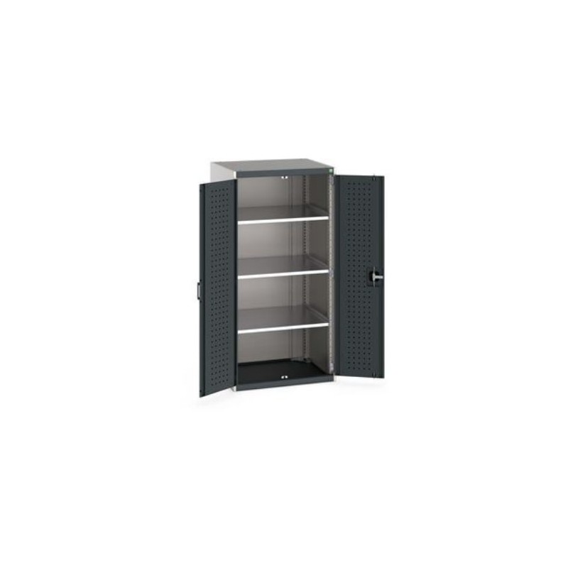 Armoire Cubio 3 tablettes largeur 1050 mm hauteur 1600 mm portes perforées portes anthracite