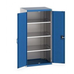 Armoire Cubio 3 tablettes largeur 1050 mm hauteur 1600 mm portes perforées portes bleues