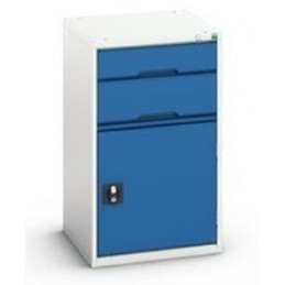 Armoire à tiroir et à porte verso avec 2 tiroirs hauteur 900 mm bleu