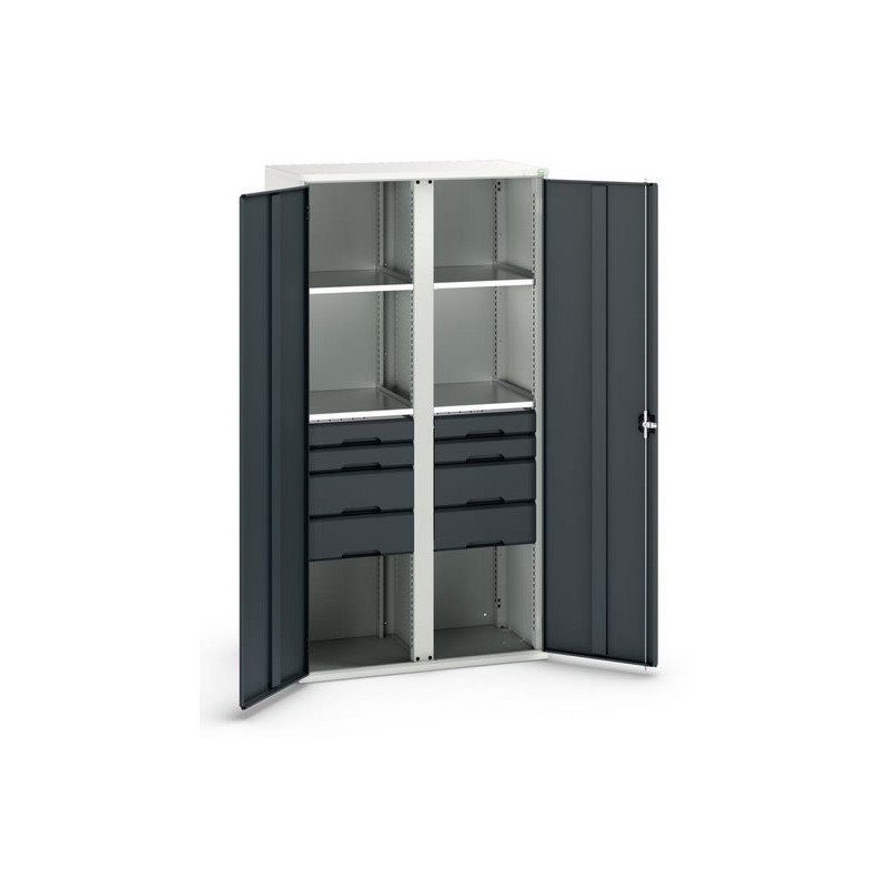 Armoire EPI à portes Verso avec 4 tablettes et 8 tiroirs