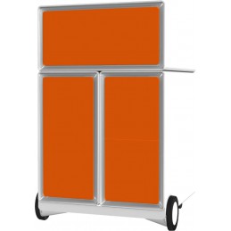 Caisson mobile orange de bureau 1 tiroir et 1 pour dossiers suspendus