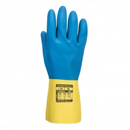 Gant Latex Double enduction Jaune et Bleu