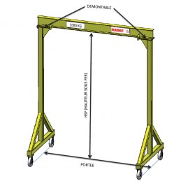 Portique 500 kg acier déplaçable en charge