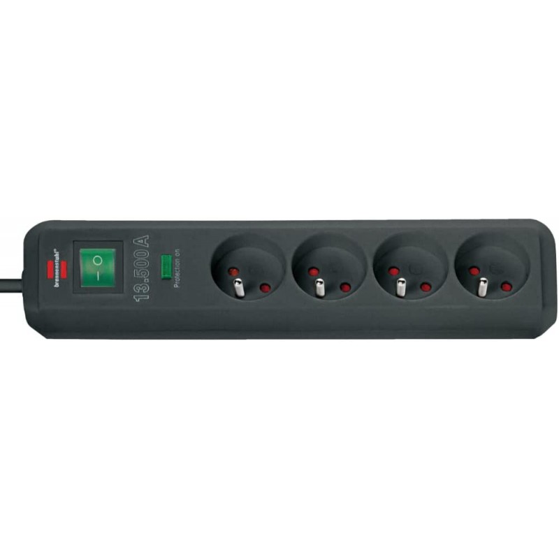 Brennenstuhl Multiprise hugo! Noire - 3 prises + 2 prises USB - avec p