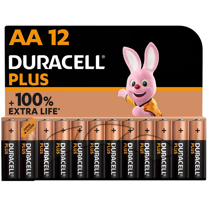 Lot de 12 Piles alcalines AA Plus 1.5 V LR6 Duracell