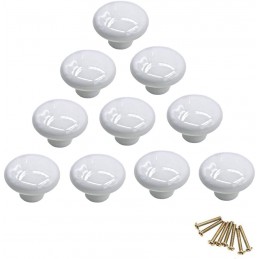 Lot de 10 boutons ronds blanc colorés en céramique pour tiroir, placard, commode, porte