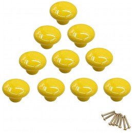 Lot de 10 boutons ronds jaune colorés en céramique pour tiroir, placard, commode, porte
