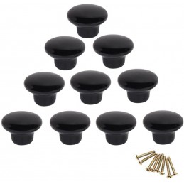 Lot de 10 boutons ronds noir colorés en céramique pour tiroir, placard, commode, porte