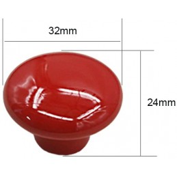 Lot de 10 boutons ronds rouge colorés en céramique pour tiroir, placard, commode, porte