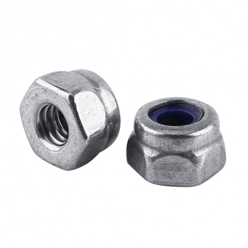 100 Ecrous inox M2 hexagonal avec insert nylon