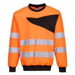 PW277 - Sweat-shirt haute-visibilité à col rond PW2 Orange/Noir