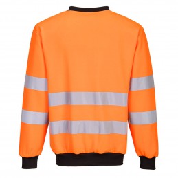 PW277 - Sweat-shirt haute-visibilité à col rond PW2 Orange/Noir