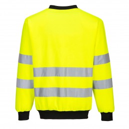 PW277 - Sweat-shirt haute-visibilité à col rond PW2 jaune/Noir