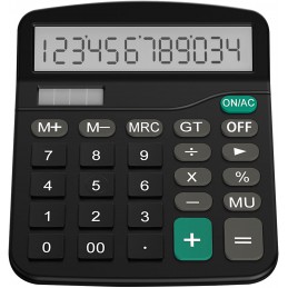 Calculatrice de Bureau Fonction Standard à 12 Chiffres noir