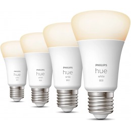 Lot de 4 ampoules LED connectée E27 Philips Hue White