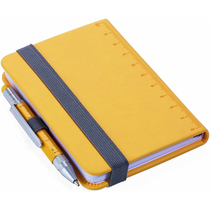 Cahier 128 pages Jaune A7 avec stylo à bille