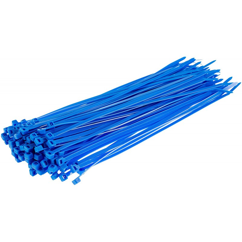 100 Colliers de serrage nylon - 300 x 4.8 mm bleu