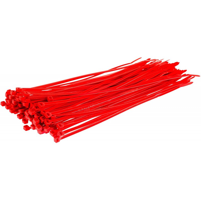 100 Colliers de serrage - 300 x 4.8 mm rouge
