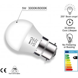 Ampoule led B22 4 watt (eq. 30 watt) - Couleur eclairage - Blanc chaud  3000°K