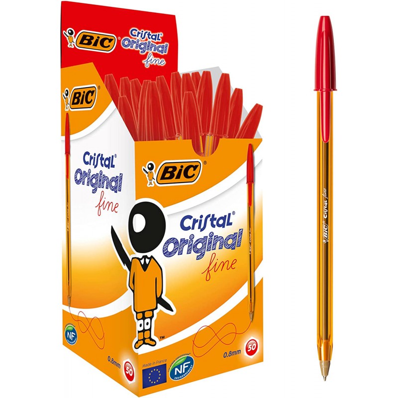 stylo bic - rouge - mine fine - stylo à billes