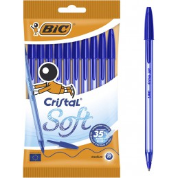 BIC Cristal Soft bleu pochette de 10