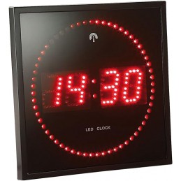 Horloge Digitale Murale radio-pilotée avec 140 LED - Rouge