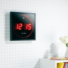 Horloge Digitale Murale radio-pilotée avec 140 LED - Rouge