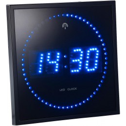 Horloge Digitale Murale radiopilotée avec 170 LED - Bleu