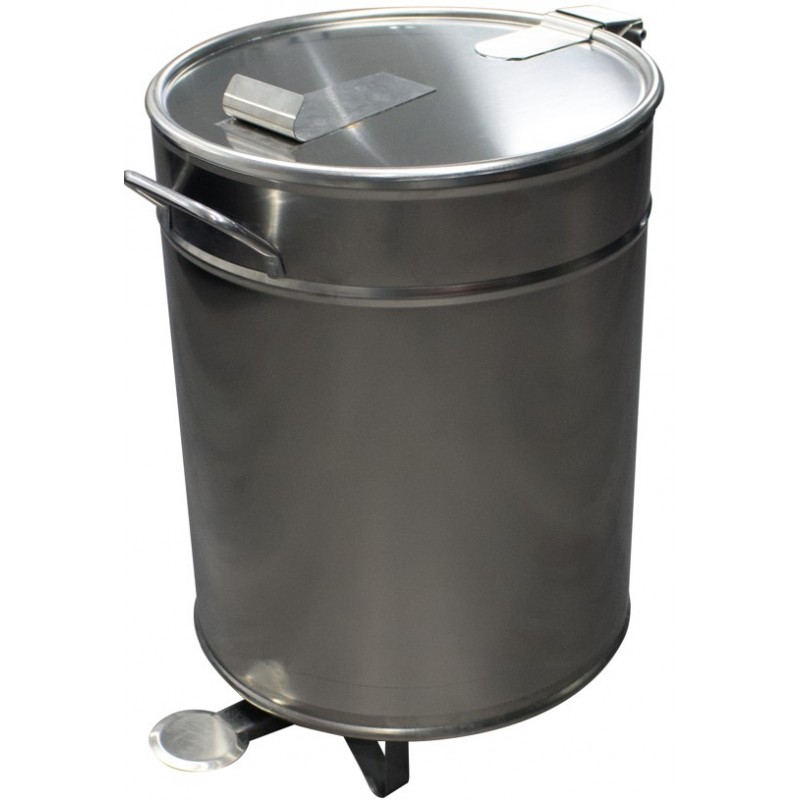 Bac à déchets 50 L inox roulant