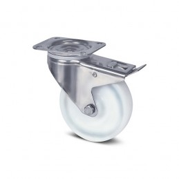 Roulette pivotante a frein en inox diamètre 80 mm - TENTE