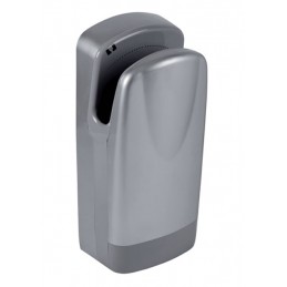 Sèche-mains a aire pulsé avec filtre, gris métallique.