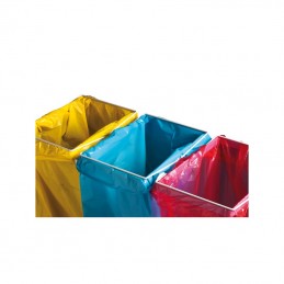 Support de sac mobile pour le tri sélectif, différents sacs poubelle.