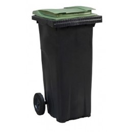 Conteneur à déchets 120 litres avec couvercle de couleur vert.