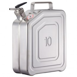 Jerrycan inox de sécurité avec bec doseur de précision 10 litres.