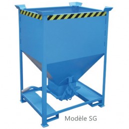 Bac silo pour le débit régulé des matériaux en vrac pour prise avec un gerbeur
