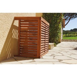 Cage de protection climatiseur 900 mm en bois traité, exemple de mise en place.