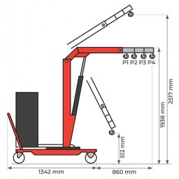 Grue d'atelier 500 kg rotative manuelle porte-à-faux : les dimensions et les capacités.