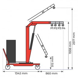 Grue d’atelier porte-à-faux rotative à élévation électrique 500 kg, les dimensions.