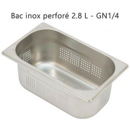 Bac inox 2.8 litres perforé GN1-4 hauteur 100 mm