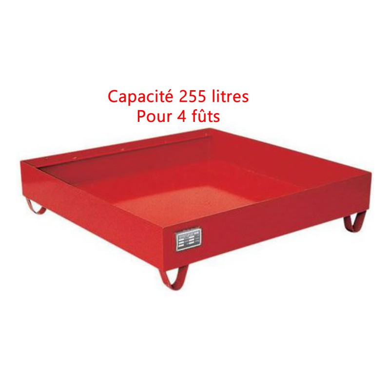 Bac de rétention 255 litres 1200 x 1200 mm rouge