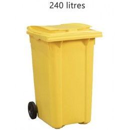 Conteneur 240 litres à déchets couleur jaune.