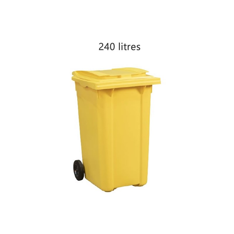 Conteneur 240 litres à déchets couleur jaune.