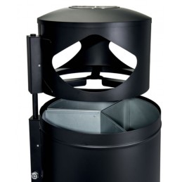 Cendrier poubelle tri sélectif 3 x 35 litres une fois ouvert.