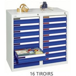 Armoire à 16 tiroirs à extension totale 900 x 1000 x 500 mm façade bleue