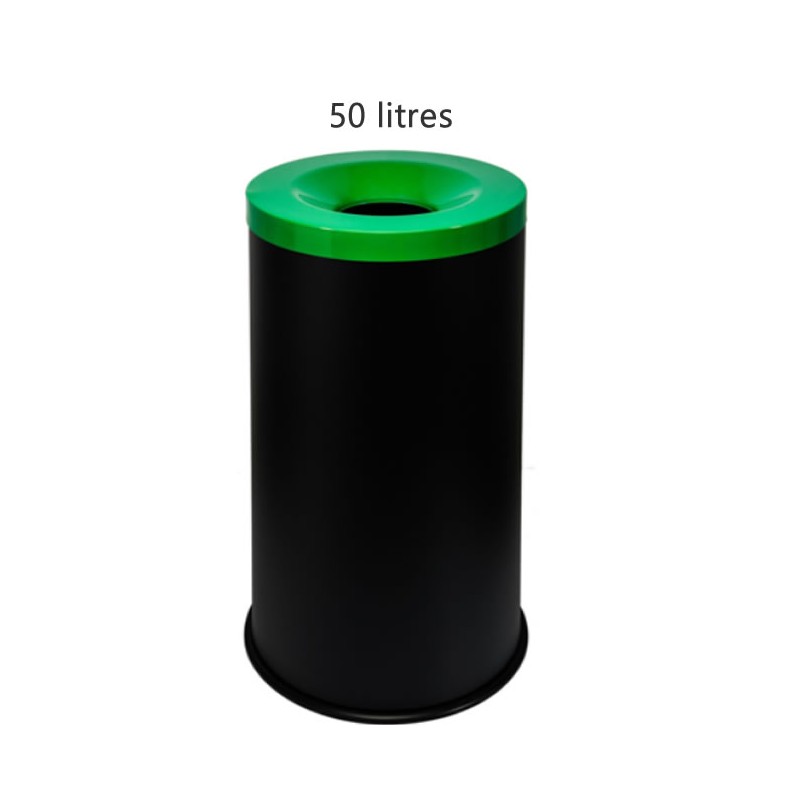 Corbeille anti-feu 50 litres avec couvercle vert