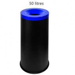 Corbeille anti-feu 50 litres avec couvercle bleu