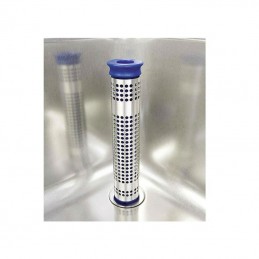 Tube de surverse inox avec filtre et tube bleu 305 mm