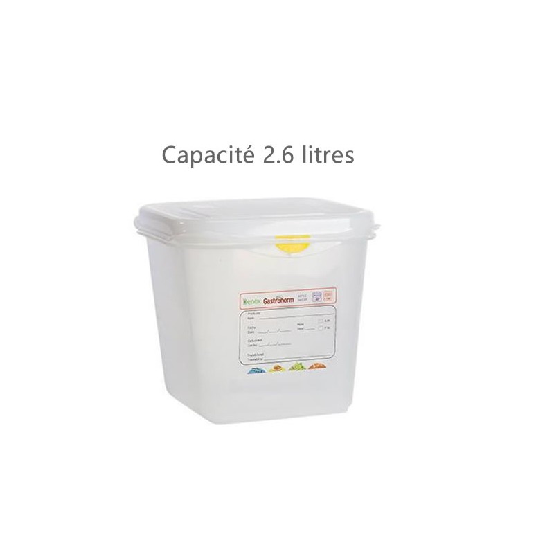 Bac alimentaire 2.6 litres GN1/6 avec couvercle profondeur 150 mm